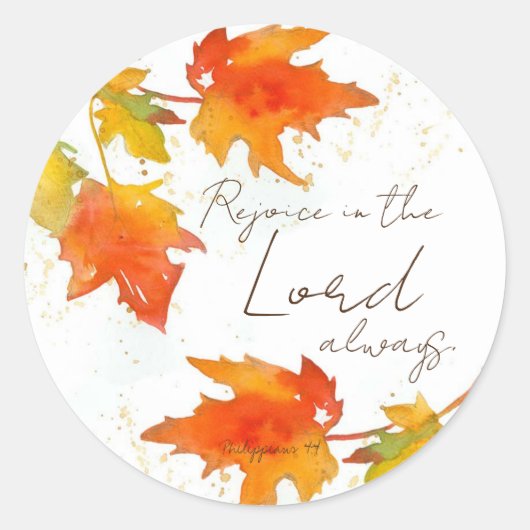 Verheug u in de Heere Schrift Thanksgiving Maple Ronde Sticker (Voorkant)