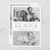 Verheug u in Goud | Multi Foto Kerstmis Feestdagenkaart (Voorkant / Achterkant)