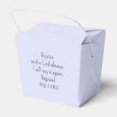 Verheug u in het Bijbelvers Christelijk blauw Bedankdoosjes (Achterkant)