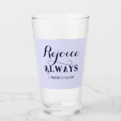 Verheug u in het Bijbelvers Christelijk blauw Glas (Voorkant)