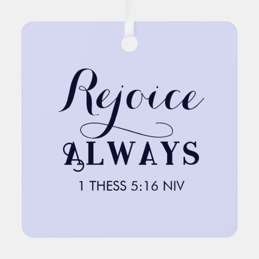 Verheug u in het Bijbelvers Christelijk blauw Metalen Ornament (Voorkant)