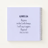 Verheug u in het Bijbelvers Christelijk blauw Notitieboek (Achterkant)