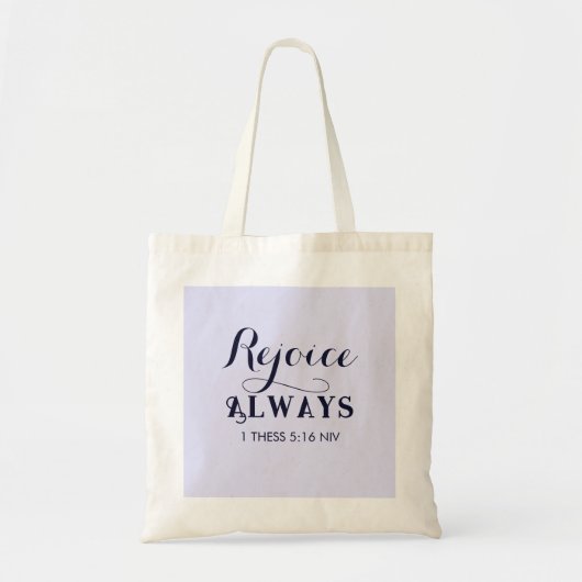 Verheug u in het Bijbelvers Christelijk blauw Tote Bag (Voorkant)
