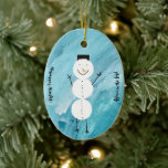 Verheug u in het Lord Snowman Ornament<br><div class="desc">Marianna is trots op het cadeau van haar Holiday Ornament Collectie voor 2023! Dit is haar vreugde in het Lord Snowman ornament. Het toont haar witte sneeuwman over haar geverfde blauwe achtergrond op een ovaal keramisch ornament. Marianna’s Ministry is een missie om Gods liefde te delen door middel van kunst....</div>