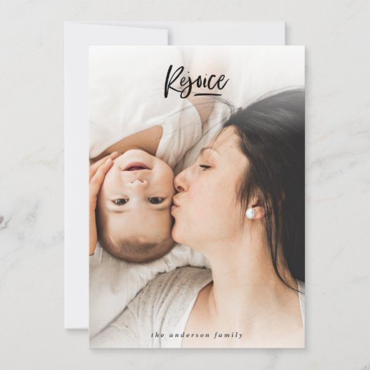 Verheug u op de kerstfoto vakantiepas feestdagenkaart (Voorkant)