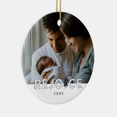 Verheug u op de moderne aangepaste kerstfoto keramisch ornament (Rechts)