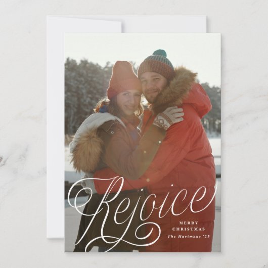Verheug u op stijlvolle scriptoverlay 1-Photo Chri Feestdagenkaart (Voorkant)