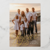 Verheug u op stijlvolle scriptoverlay 1-Photo Chri Folie Feestdagenkaart (Voorkant)