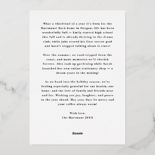 Verheug u op stijlvolle scriptoverlay 1-Photo Chri Folie Feestdagenkaart (Achterkant)