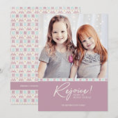 Verheug u over Christelijk kerstpatroon vakantiefo Feestdagenkaart (Voorkant / Achterkant)