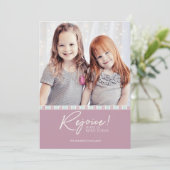 Verheug u over Christelijk kerstpatroon vakantiefo Feestdagenkaart (Staand voorkant)