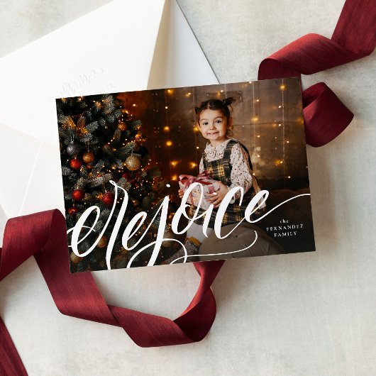 Verheug u over elegante handbeletterde religieuze  feestdagenkaart