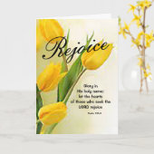 “Verheug u” Pasen Wenskaart Kaart (Gele Bloem)