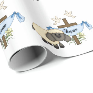 Verheug u!-Religieus Kruis-Lam/Duiven Cadeaupapier