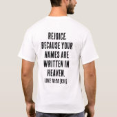 Verheug u, want uw namen zijn geschreven in de hem t-shirt (Achterkant)