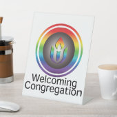 verheugd over het verenigd universeel congregatie reclamebord met voetstuk (Insitu)