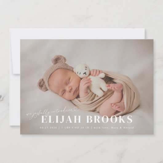 Verheugd stellen wij de geboorte van [naam] voor aankondiging (Voorkant)