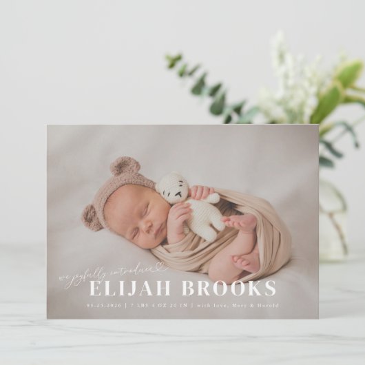 Verheugd stellen wij de geboorte van [naam] voor aankondiging (Staand voorkant)