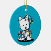 Verheugde Westie Kerst KiniArt Keramisch Ornament (Rechts)