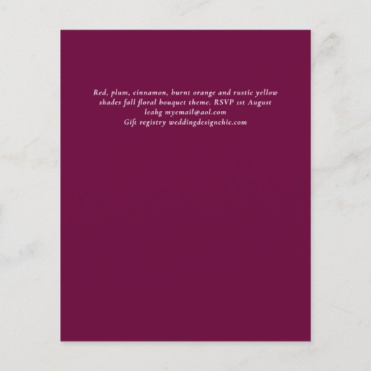 Verheven Moerbei Sinaasappel Bloemige Trouw Suite Flyer (Achterkant)