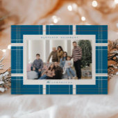 Verheven Plaid Gezellig Cabin Forest Turquoise Blu Feestdagenkaart