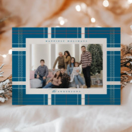 Verheven Plaid Gezellig Cabin Forest Turquoise Blu Feestdagenkaart