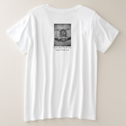 verheven slogan met grappige akita glimlachende ho grote maat t-shirt (Design achterkant)