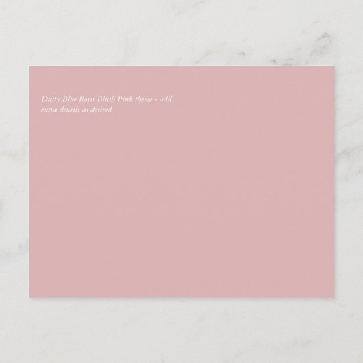 Verheven Stof Blauw Bloemen Salie Groene Trouwfees Briefkaart (Achterkant)