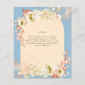 Verheven Stof Blauw Perzik Bruiloft Flyer (Achterkant)