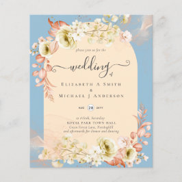 Verheven Stof Blauw Perzik Bruiloft Flyer