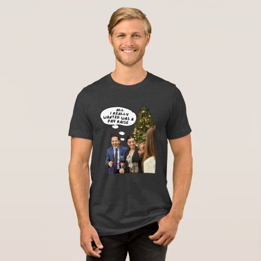 Verhoging van het kerstloon: Tri-Blend shirt (Voorkant volledig)