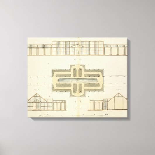 Verhogingen en bodemplan van een kassen, van " canvas afdruk (Voorkant)