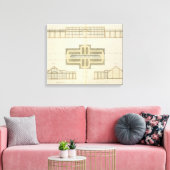 Verhogingen en bodemplan van een kassen, van " canvas afdruk (Insitu (Woonkamer))