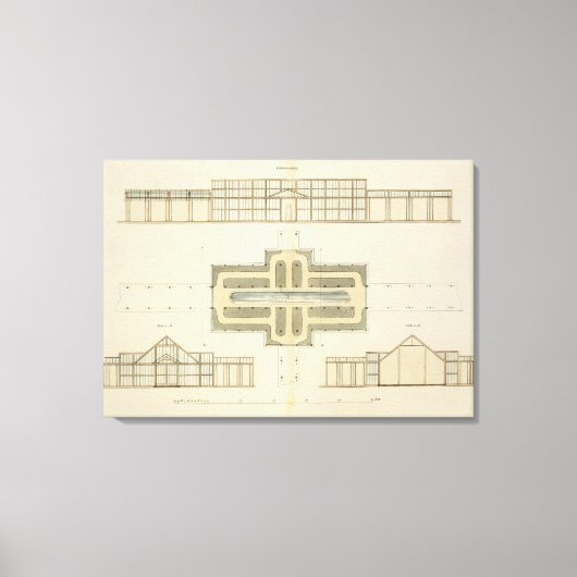 Verhogingen en bodemplan van een kassen, van " canvas afdruk (Voorkant)