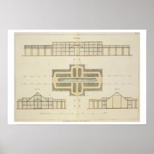 Verhogingen en bodemplan van een kassen, van " poster (Voorkant)