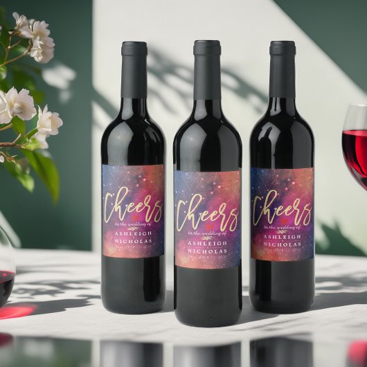 Verhogingen van de nebula constellaties van de wed wijn etiket