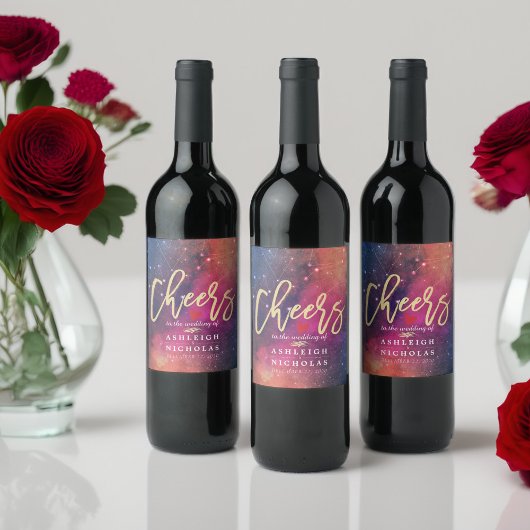 Verhogingen van de nebula constellaties van de wed wijn etiket