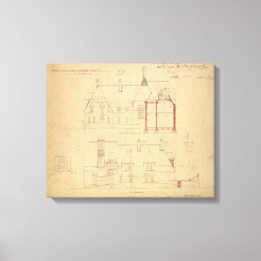 Verhogingen voor het Rode Huis, Bexley Heath (pen Canvas Afdruk (Voorkant)