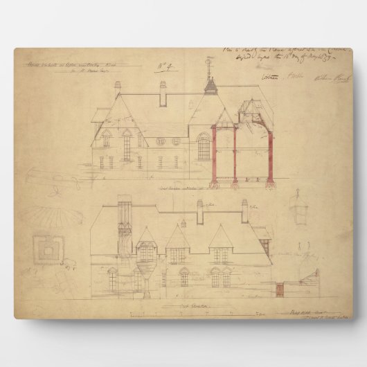 Verhogingen voor het Rode Huis, Bexley Heath (pen Fotoplaat (Voorkant)