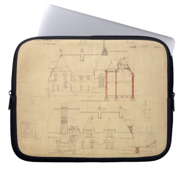 Verhogingen voor het Rode Huis, Bexley Heath (pen  Laptop Sleeve (Voorkant)