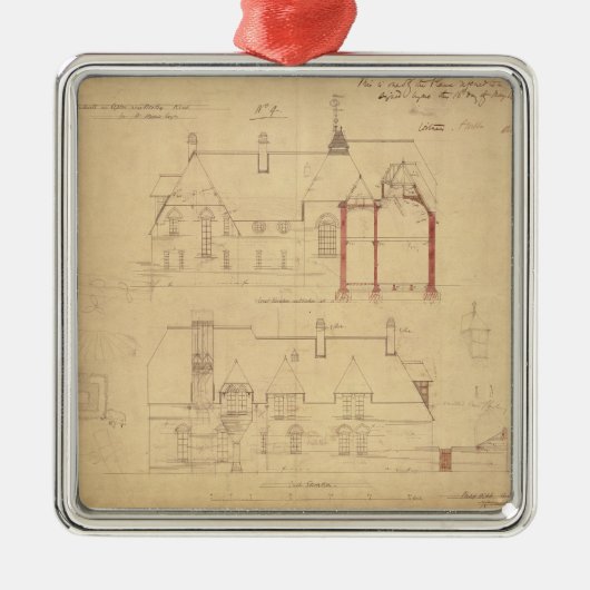 Verhogingen voor het Rode Huis, Bexley Heath (pen Metalen Ornament (Voorkant)