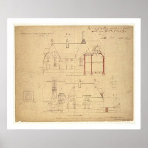 Verhogingen voor het Rode Huis, Bexley Heath (pen Poster