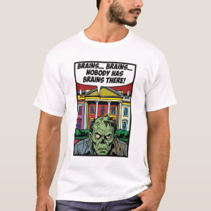 Verhongerend op de Top: Geen Brein Pop-Art Zombie T-shirt