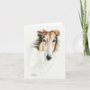 Verhoog de Borzoi Originele Art Note Card Kaart