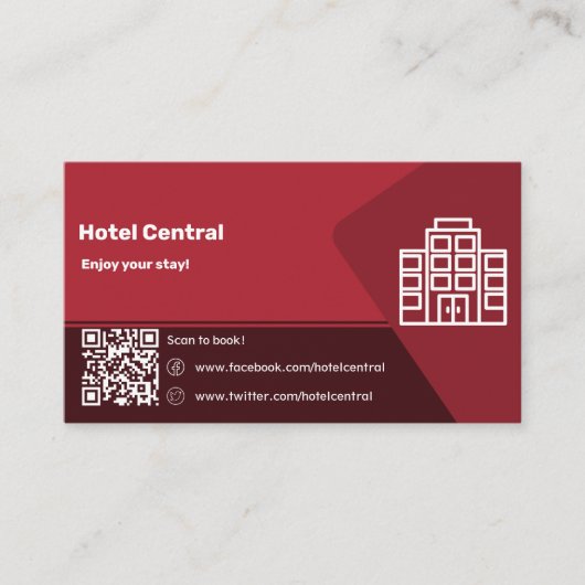 Verhoog de gastvrijheid met ons Classic Red Hotel Visitekaartje (Voorkant)