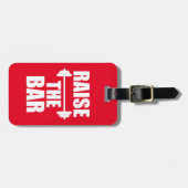 Verhoog de gymzaal met grappig bagagelabel (Voorkant horizontaal)