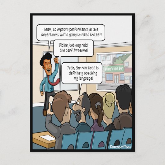 Verhoog de Lachwekkende Ansichtkaart Briefkaart (Voorkant)