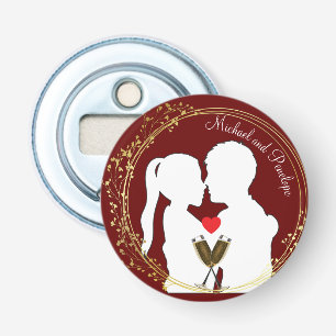 Verhoog een Toast naar de Happy Couple Elegance Button Flesopener