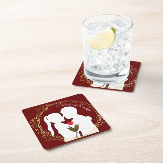 Verhoog een Toast naar de Happy Couple Elegance Kartonnen Onderzetters (Insitu)