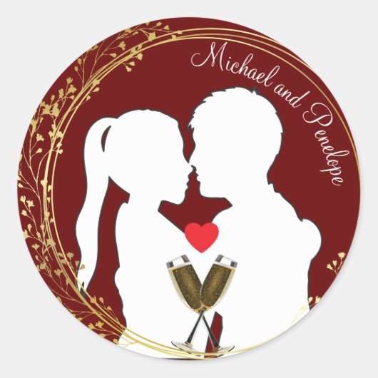 Verhoog een Toast naar de Happy Couple Elegance Ronde Sticker (Voorkant)